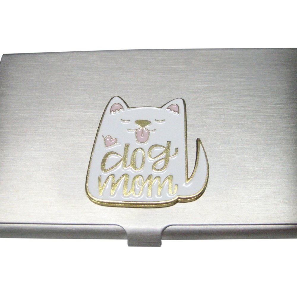 Dog Mom White Dog Business Card Holder